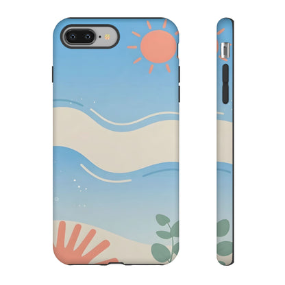 Beach Waves Tough Phone Case — Summer Sun & Seashell Protective Cover