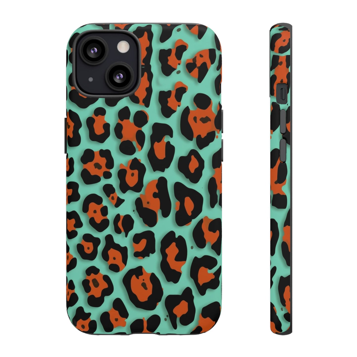 Teal & Rust Leopard Phone Case — Tough Protective Animal Print