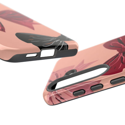 Bow Pattern Tough Phone Case — Pink, Red & Black Decorative Bows