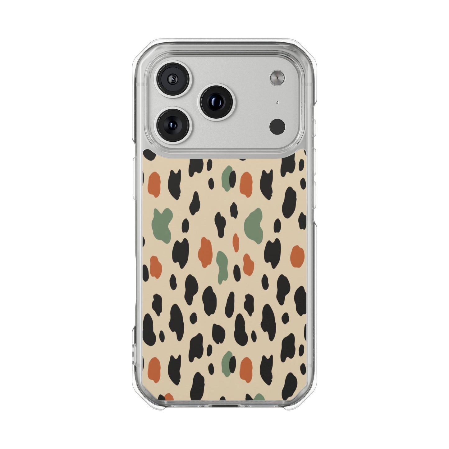 Clear Magnetic Impact Phone Case — Neutral Multicolor Leopard Print