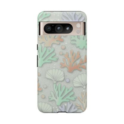 Pastel Coral Reef Tough Phone Case – Sea Shell & Coral Pattern Durable Protector