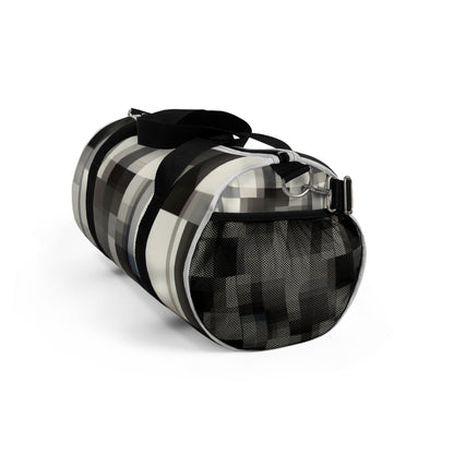 Monochrome Pixel Pattern Duffel Bag — Modern Travel Gym Bag