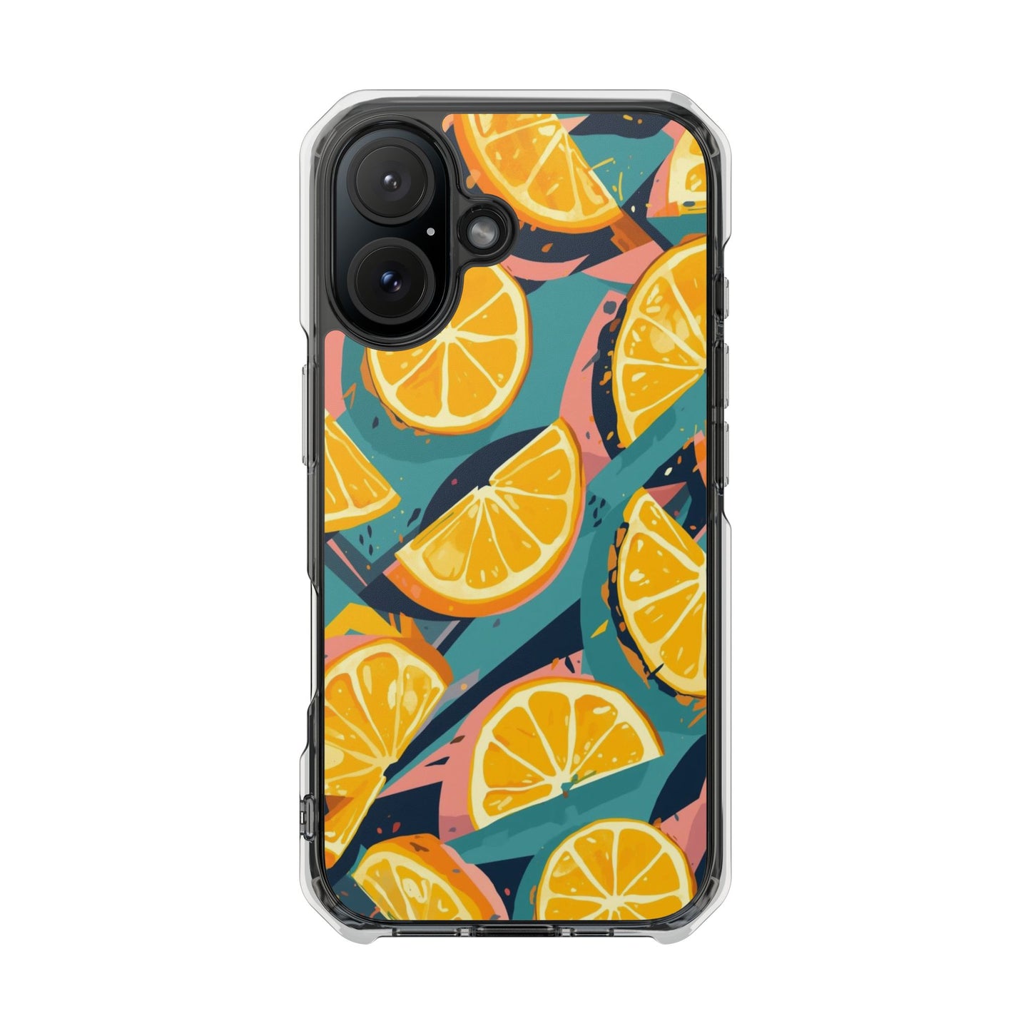 Clear Impact Phone Case — Bright Citrus Slice Pattern, Magnetic Compatible