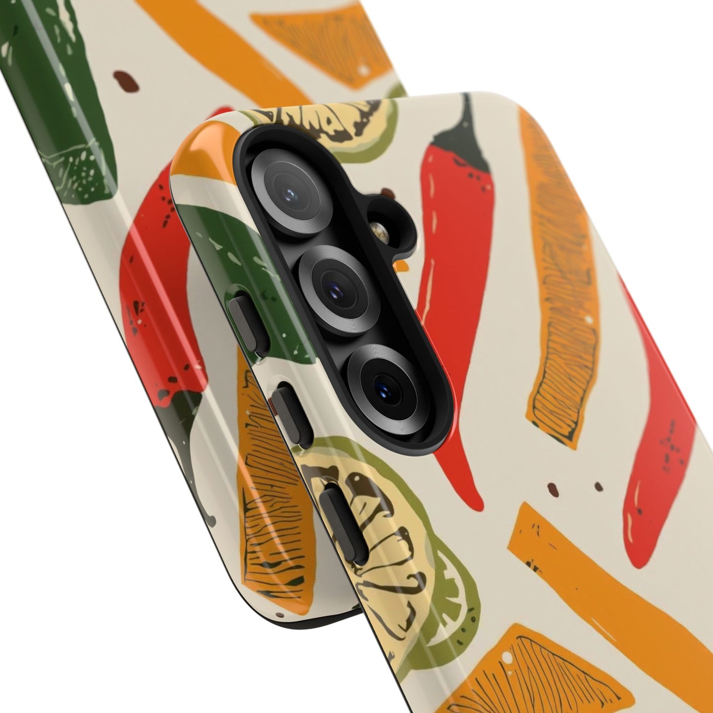 Spicy Peppers Phone Case – Colorful Chili, Lime & Citrus Pattern