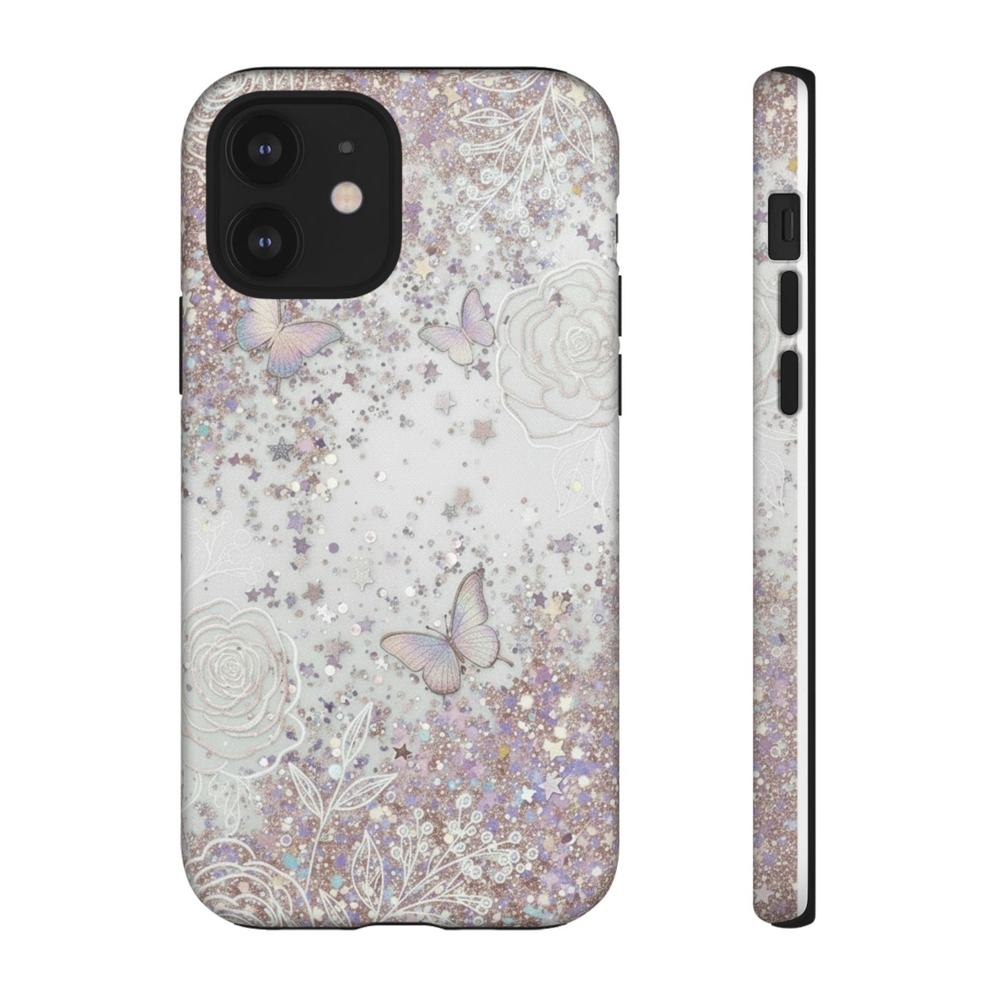 Butterfly Glitter Tough Phone Case — Floral Sparkle Protective Case