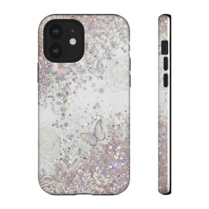 Butterfly Glitter Tough Phone Case — Floral Sparkle Protective Case