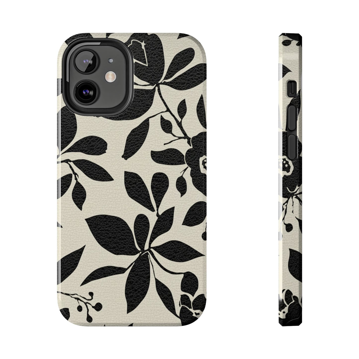 Tough Phone Case — Black Floral Silhouette Protective Cover
