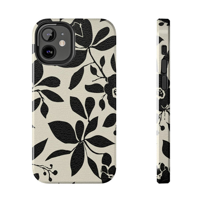Tough Phone Case — Black Floral Silhouette Protective Cover