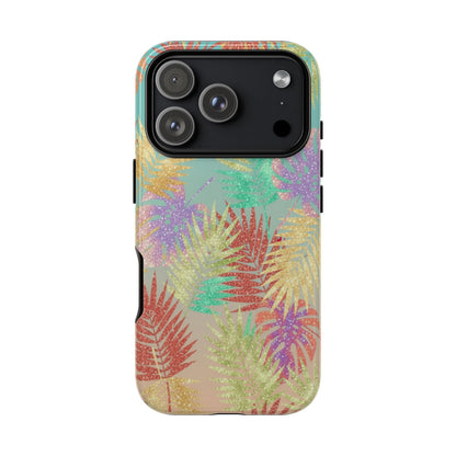 Tropical Palm Leaf Tough Phone Case – Colorful Pastel Botanical Protection