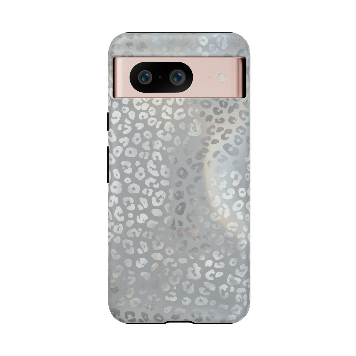 Grey Leopard Print Tough Phone Case — Durable Protective iPhone Cover