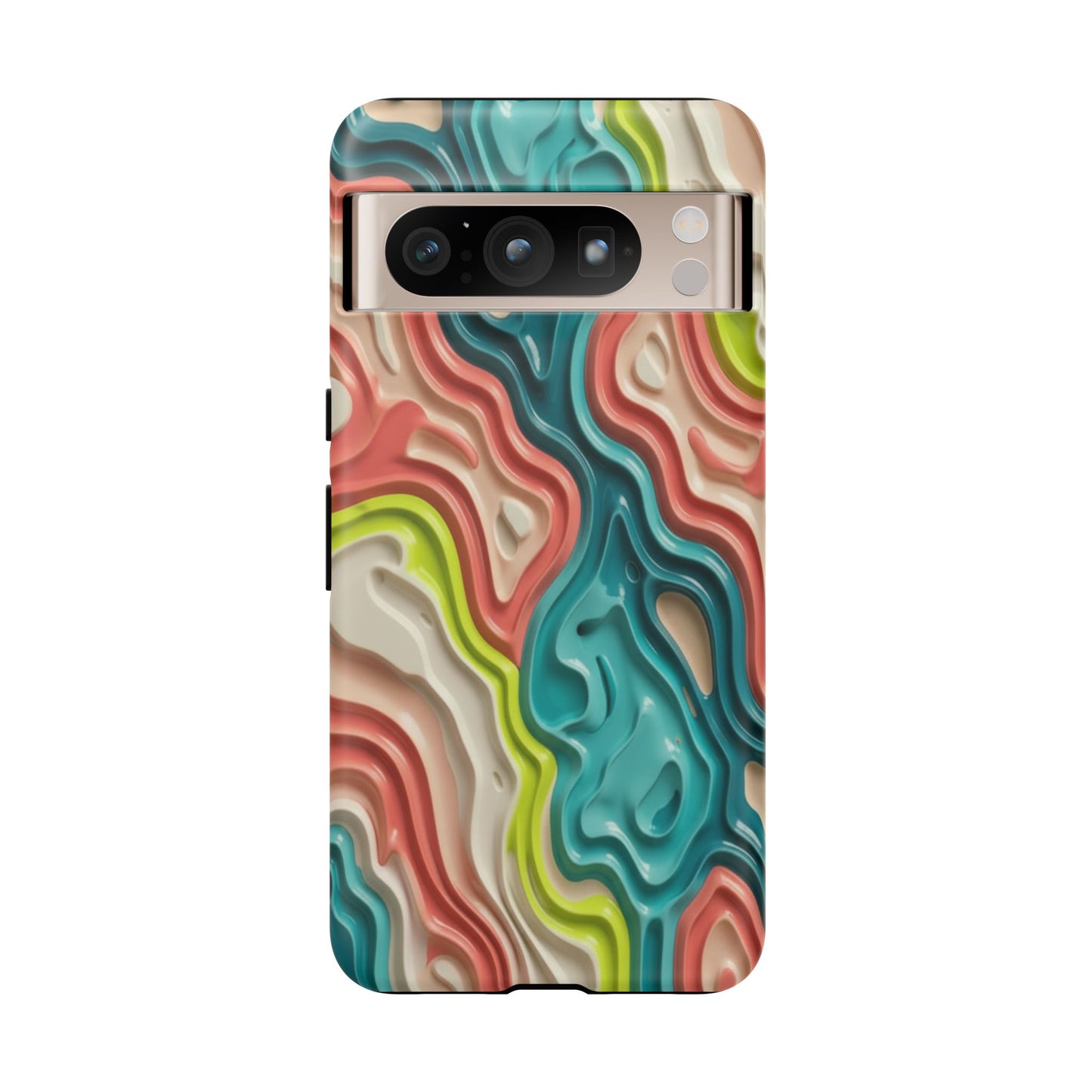 Abstract Contour Phone Case — Colorful Topographic Pattern Tough Case