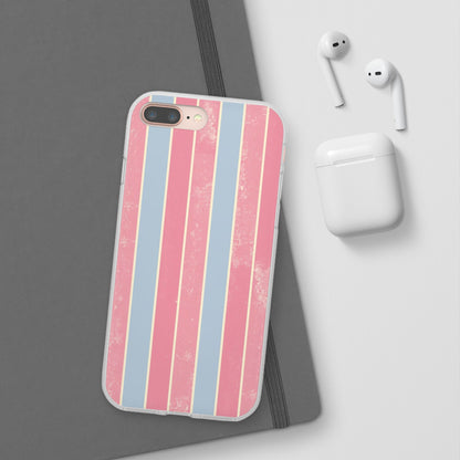 Striped Pink & Blue Phone Case — Retro Pastel Flexi Case