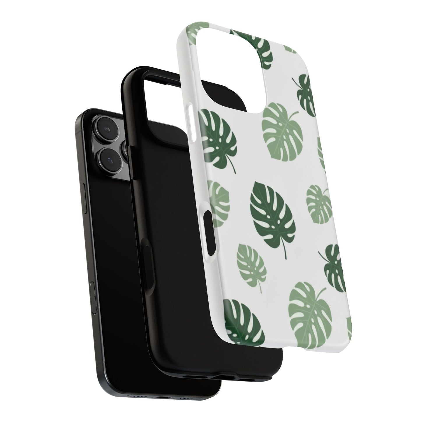 Monstera Leaf Tough Phone Case – Tropical Green Palm Pattern Protective Cover
