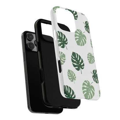 Monstera Leaf Tough Phone Case – Tropical Green Palm Pattern Protective Cover