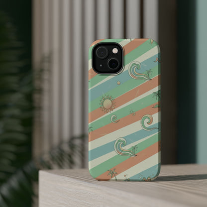 Magnetic Impact-Resistant Phone Case — Retro Surf Stripes
