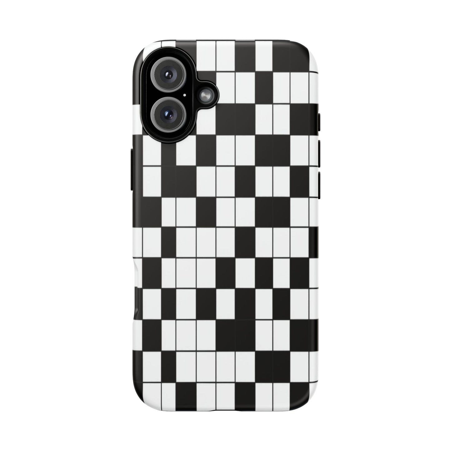 Crossword Grid Phone Case — Black & White Puzzle Pattern Tough Phone Cover