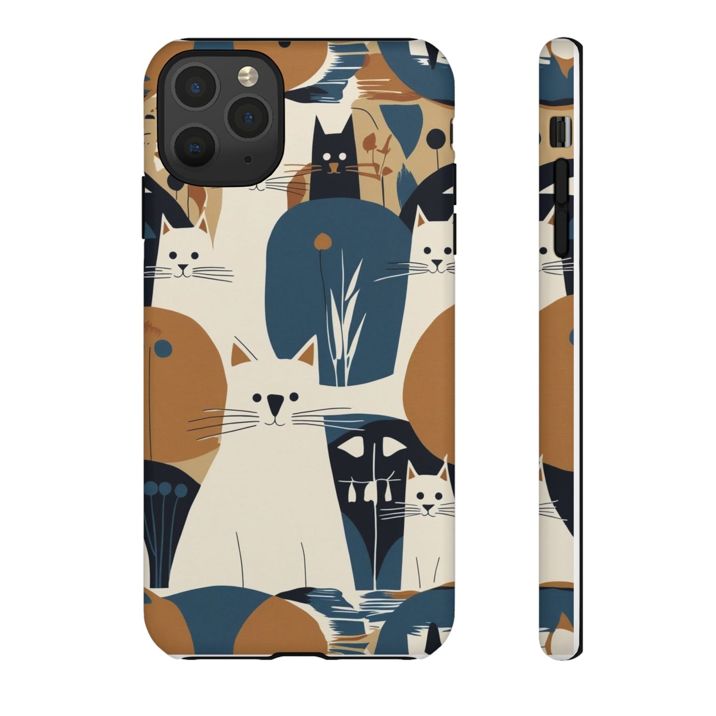 Cat Pattern Phone Case – Retro Abstract Cats Protective iPhone Cover