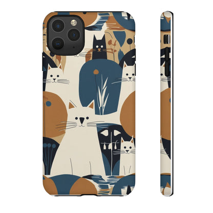 Cat Pattern Phone Case – Retro Abstract Cats Protective iPhone Cover