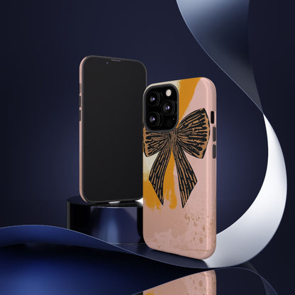 Bow Brushstroke Tough Phone Case — Pink & Mustard