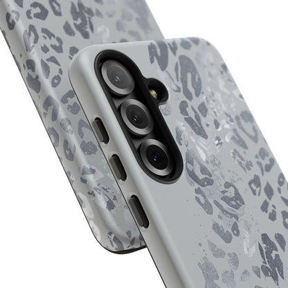 Gray Leopard Print Tough Phone Case