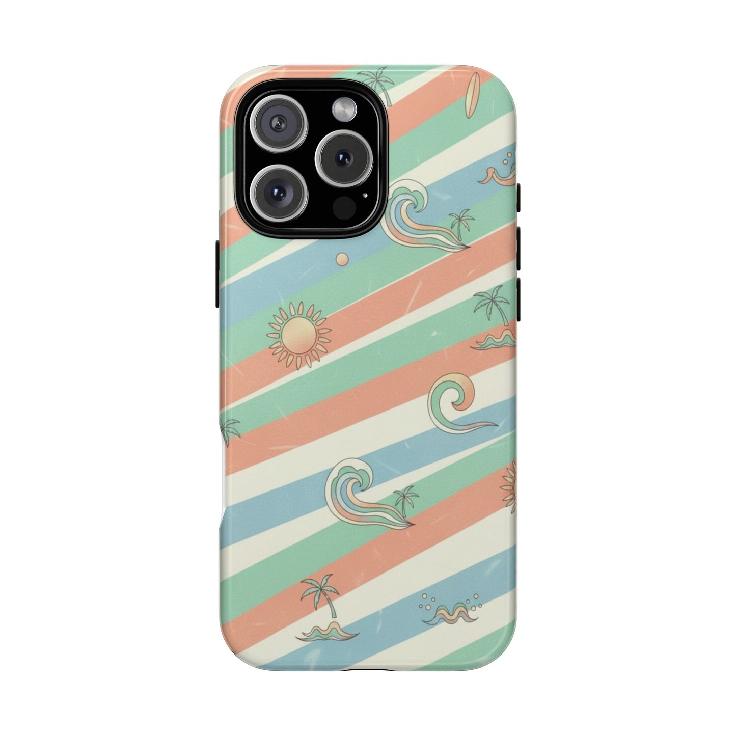 Surf Stripe Tough Phone Case — Retro Beach Waves Pattern