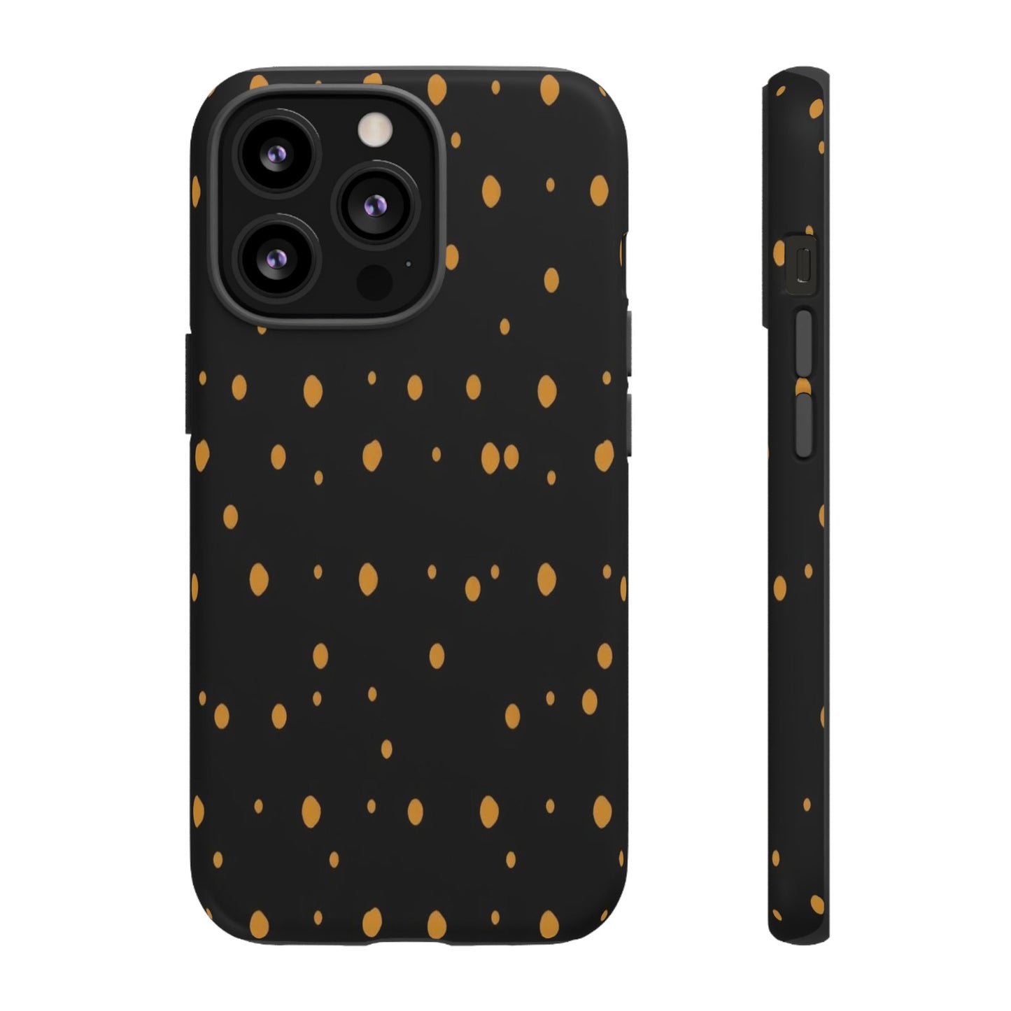 Black & Gold Dot Tough Phone Case — Protective Sparkle Pattern