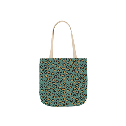 Teal Leopard Print Canvas Tote Bag — Trendy Animal Print Eco Shopper