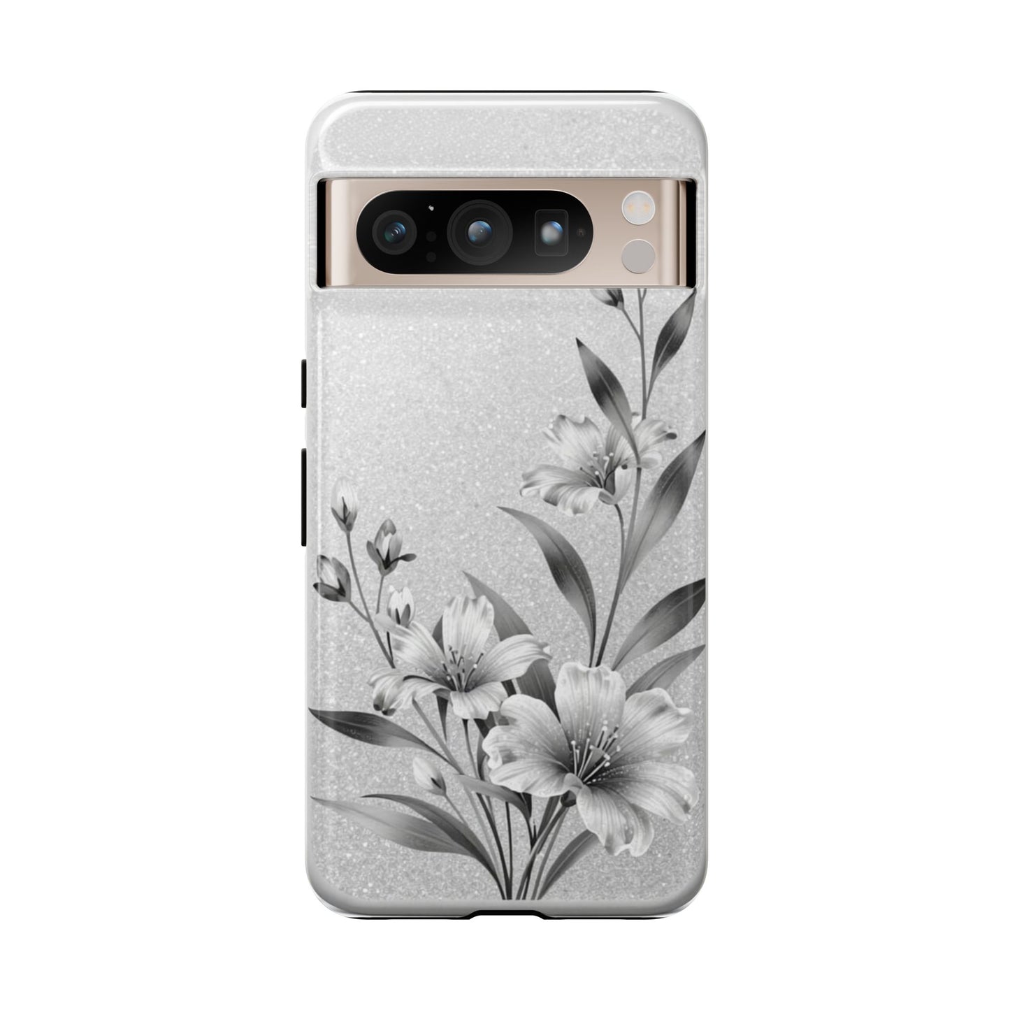 Floral Monochrome Phone Case — Elegant Black & White Lily Design