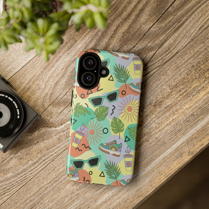 Tropical Summer Phone Case — Retro Sunglasses, Sneakers & Palm Pattern