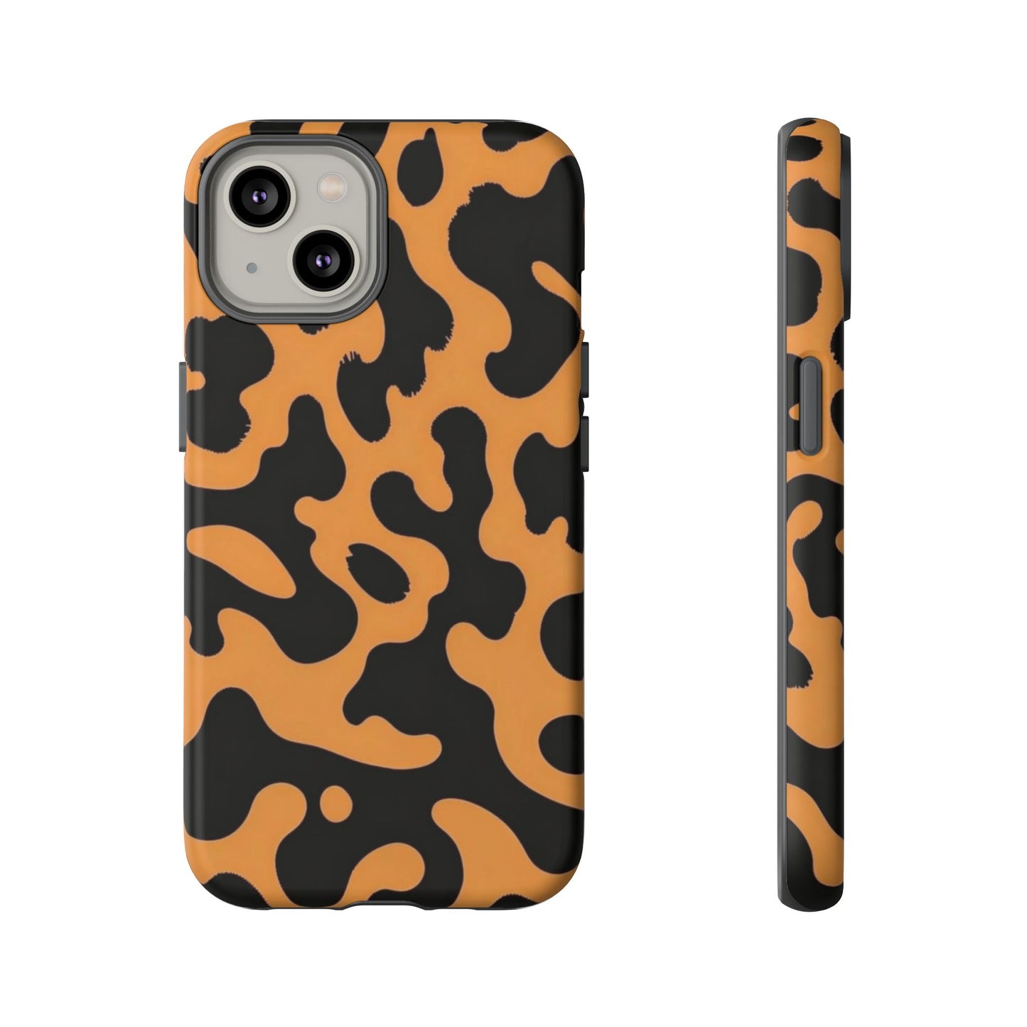 Leopard Print Phone Case — Orange & Black Tough Pattern Protective Cover
