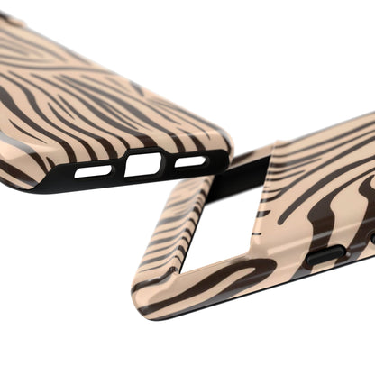 Zebra Stripe Tough Phone Case – Neutral Animal Print Protective Cover