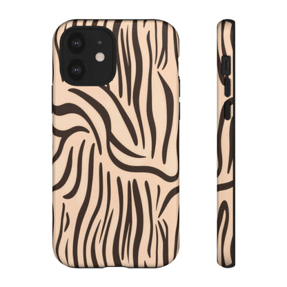 Zebra Stripe Tough Phone Case – Neutral Animal Print Protective Cover