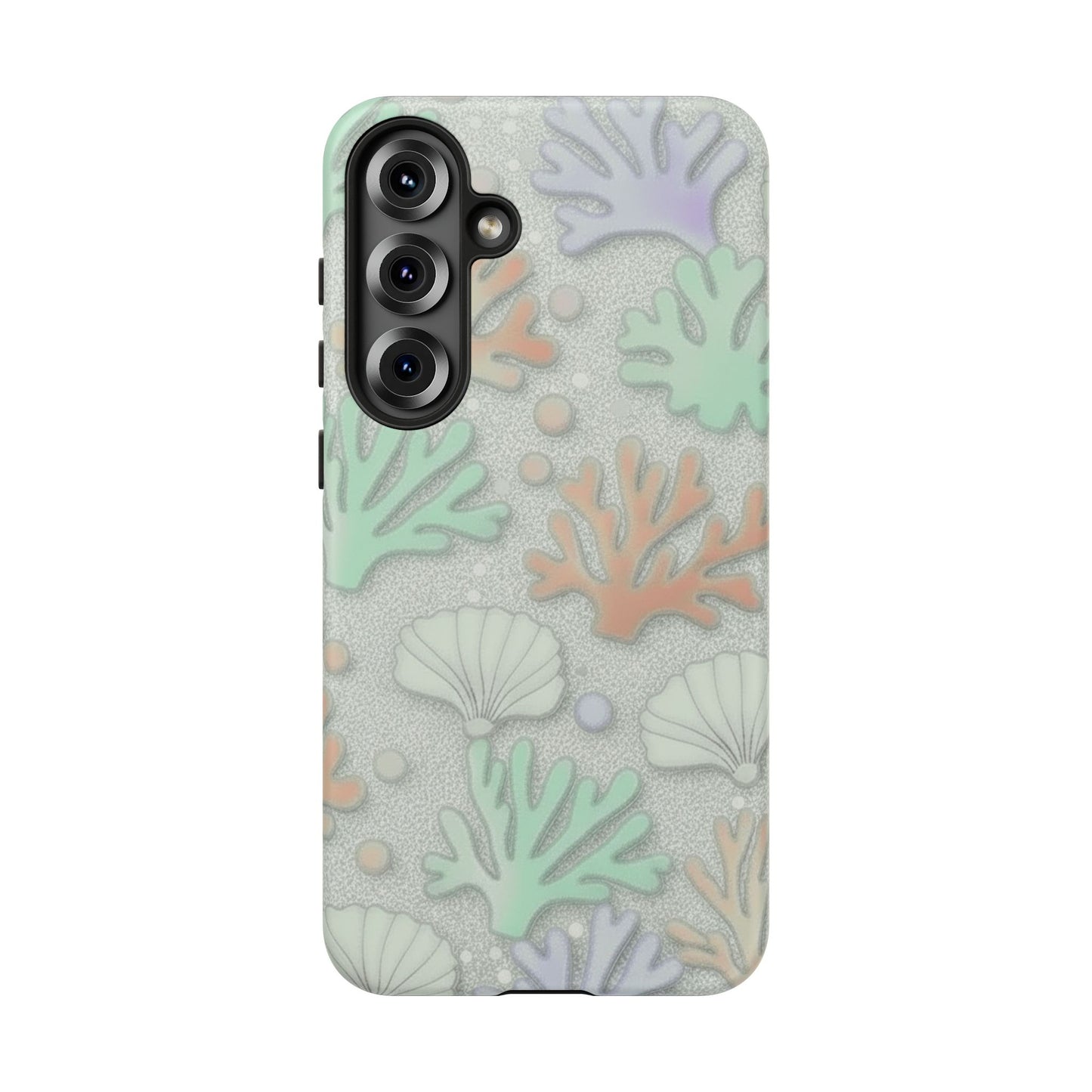 Pastel Coral Reef Tough Phone Case – Sea Shell & Coral Pattern Durable Protector