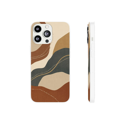 Abstract Earth Tone Phone Case — Boho Wavy Flexi Case