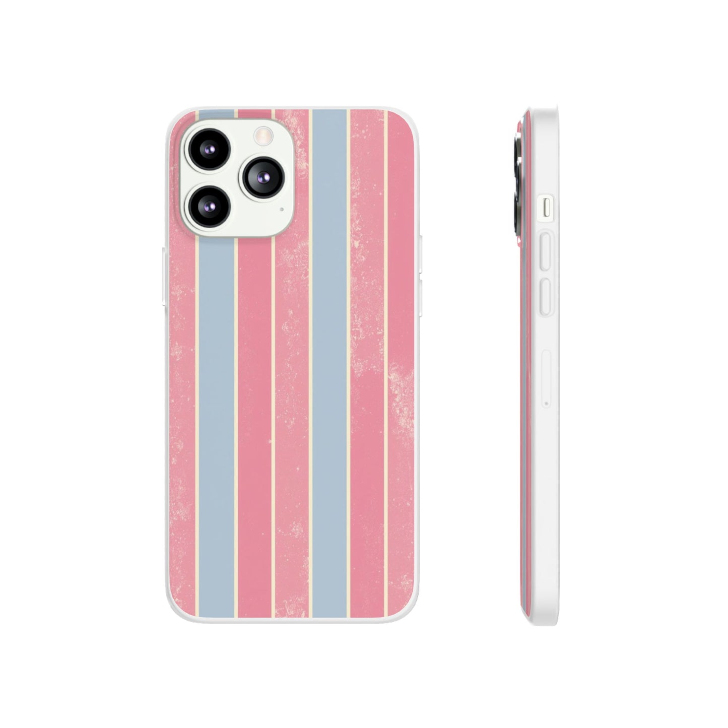 Striped Pink & Blue Phone Case — Retro Pastel Flexi Case