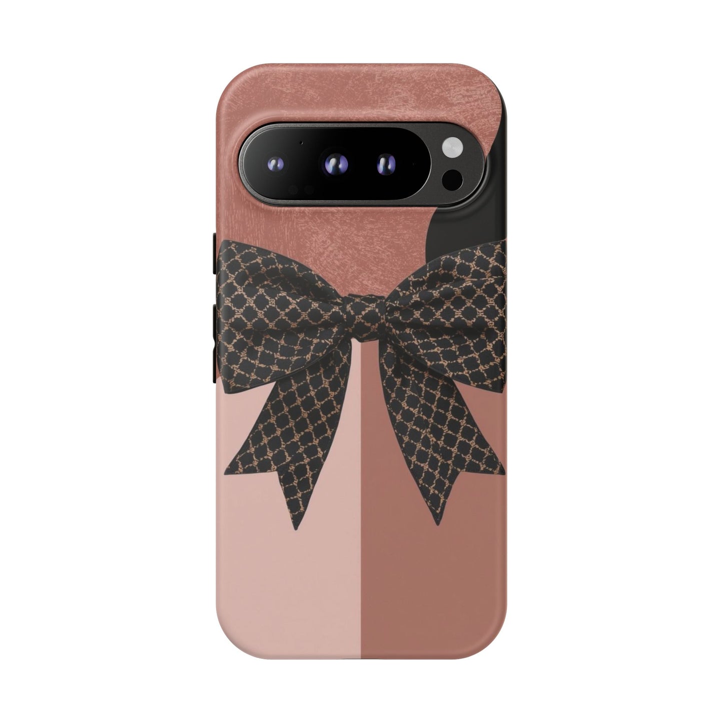 Bow Stripe Tough Phone Case – Pink Mauve Protective Cover