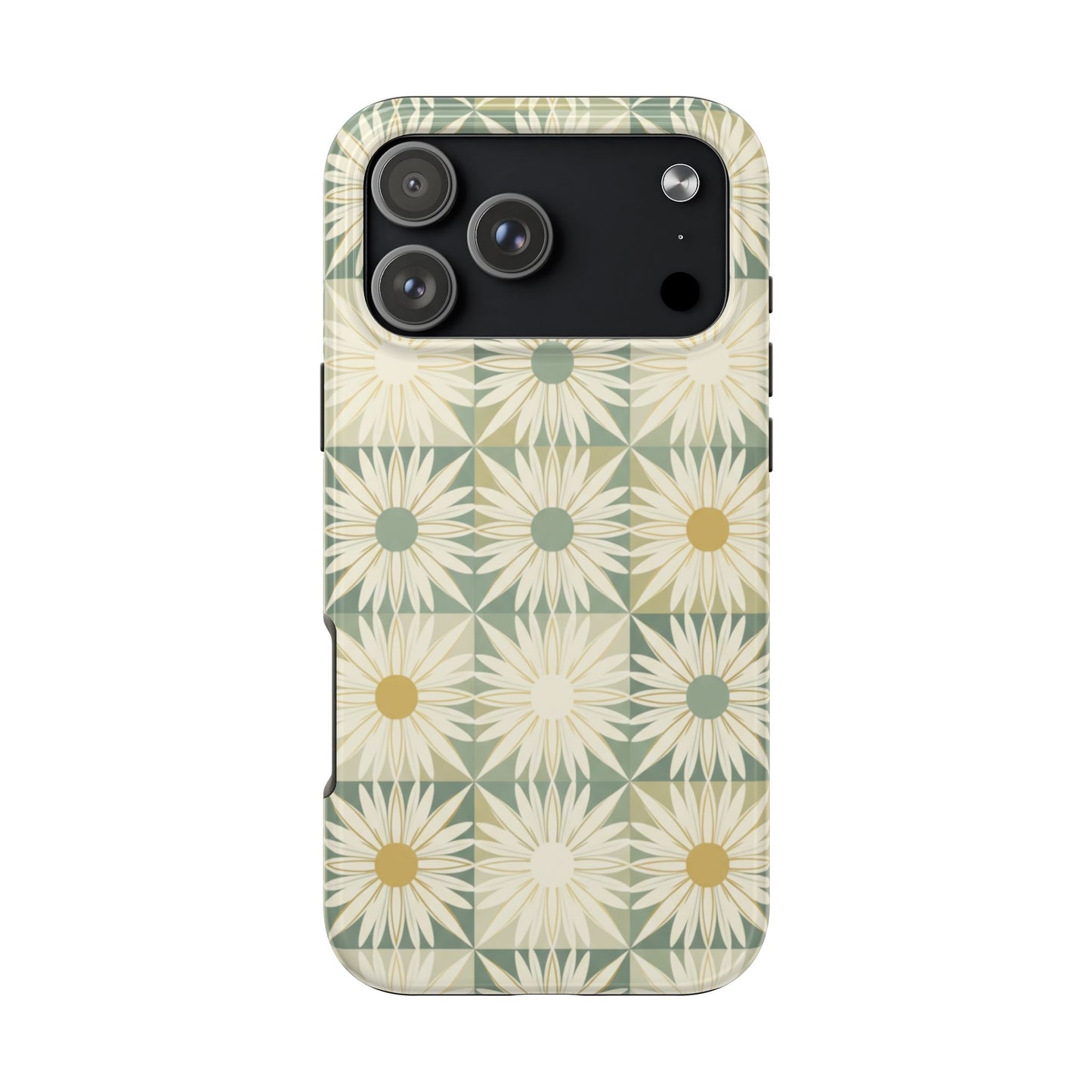 Retro Daisy Tough Phone Case — Vintage Floral Protective Cover for iPhone