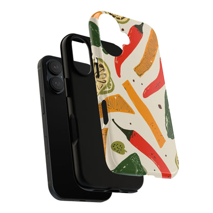 Spicy Peppers Phone Case – Colorful Chili, Lime & Citrus Pattern