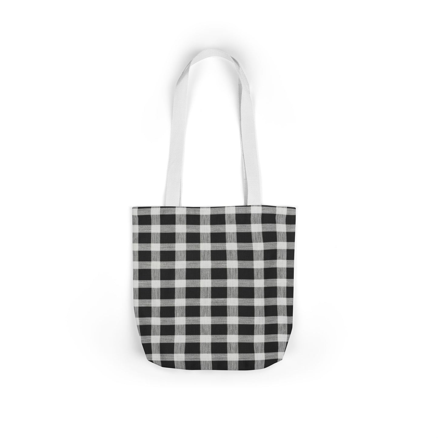 Black Buffalo Check Canvas Tote Bag — Classic Plaid Market Tote