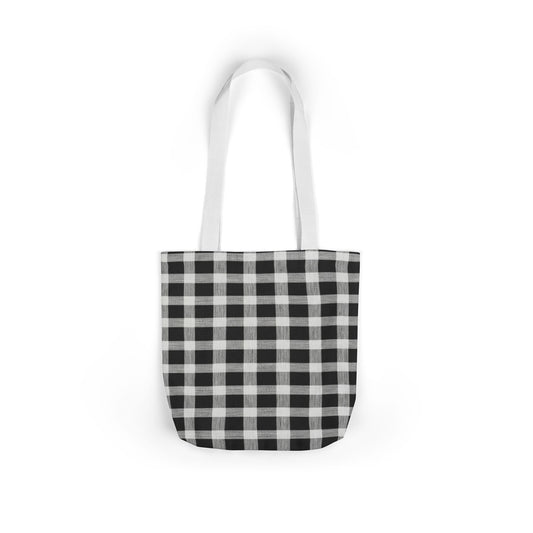 Black Buffalo Check Canvas Tote Bag — Classic Plaid Market Tote