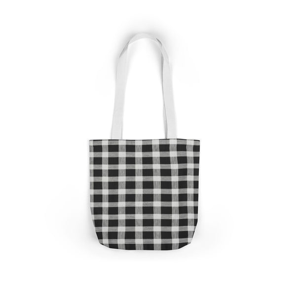 Black Buffalo Check Canvas Tote Bag — Classic Plaid Market Tote