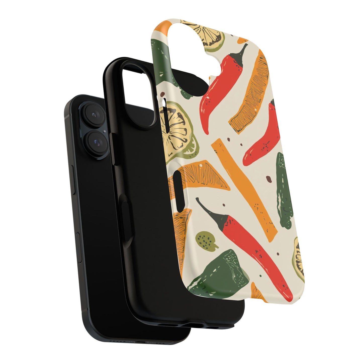 Spicy Peppers Phone Case – Colorful Chili, Lime & Citrus Pattern