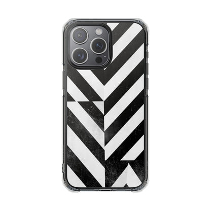 Clear Magnetic Phone Case — Bold Black & White Chevron Impact Design