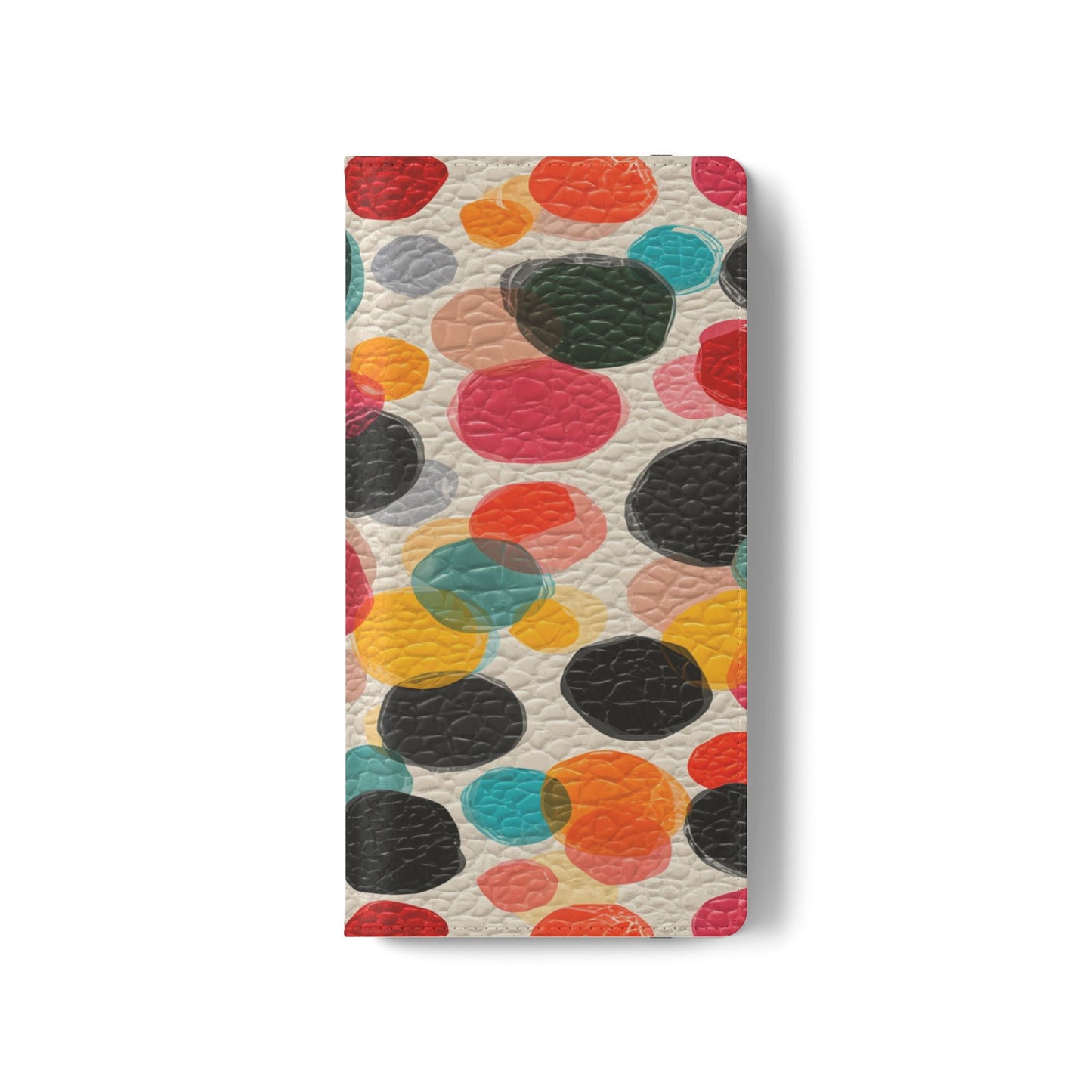 Colorful Confetti Dot Flip Phone Case — Retro Polka Wallet Cover