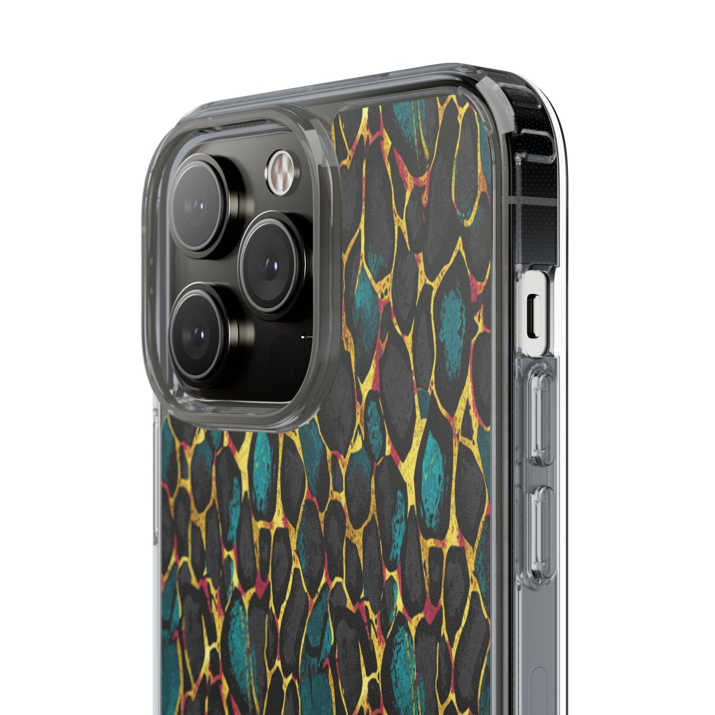 Teal Gold Leopard Clear Phone Case