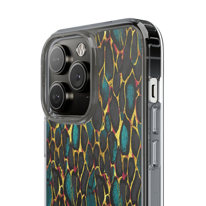 Teal Gold Leopard Clear Phone Case