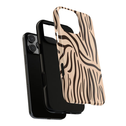 Zebra Stripe Tough Phone Case – Neutral Animal Print Protective Cover