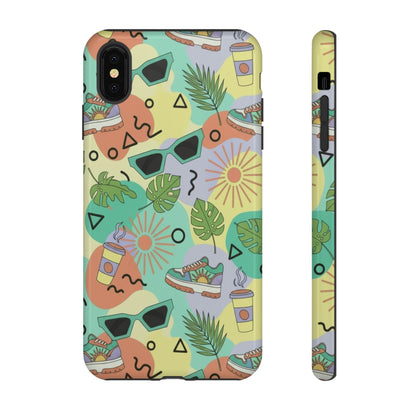 Tropical Summer Phone Case — Retro Sunglasses, Sneakers & Palm Pattern