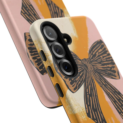 Bow Brushstroke Tough Phone Case — Pink & Mustard