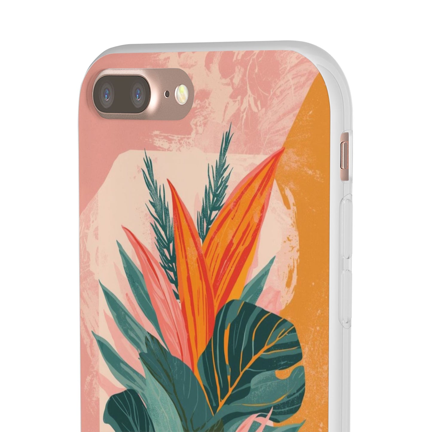 Tropical Botanical Phone Case — Pink & Orange Floral Flexi Case